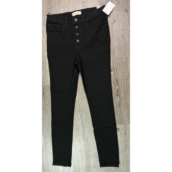 NEW Madewell 9" Mid-Rise Skinny Jean Size 27 Black Button Fly - Picture 1 of 11